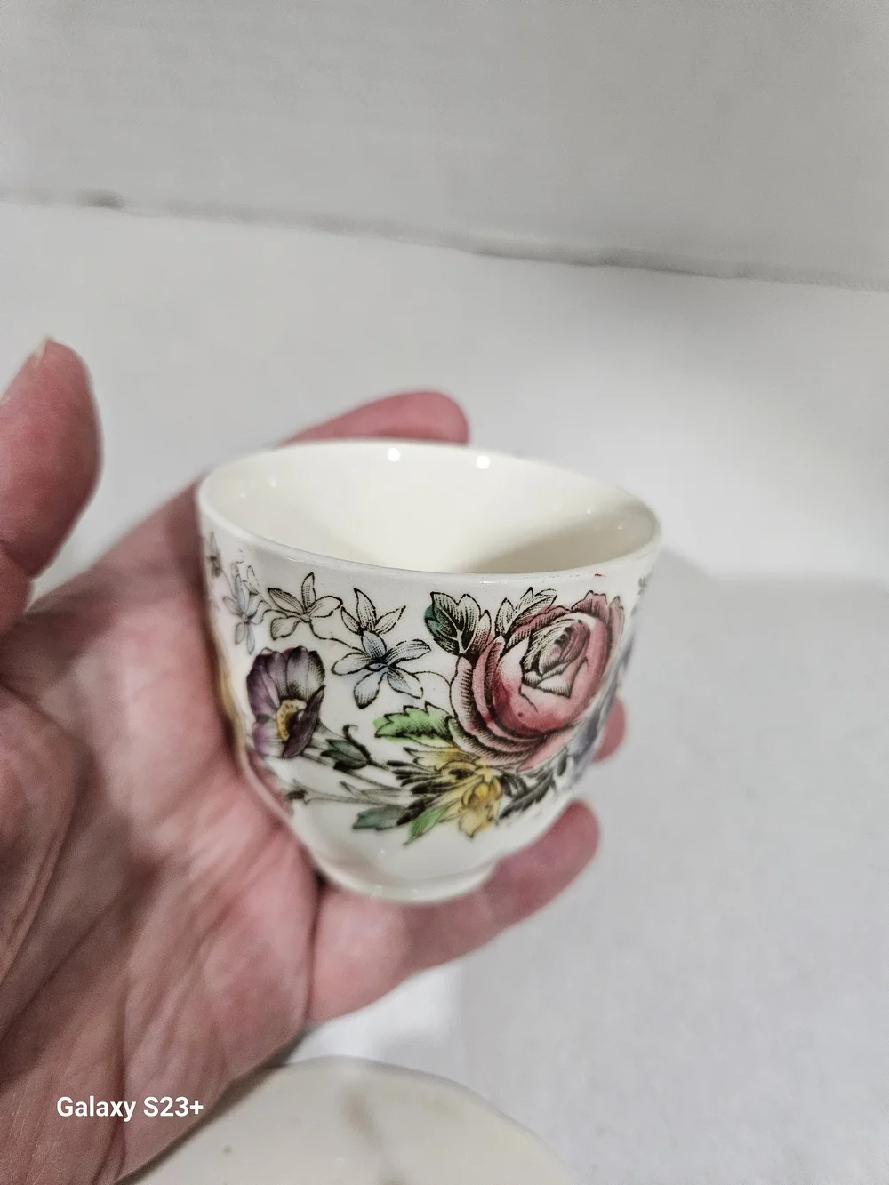 Johnson Brothers Floral Teacup and Saucer - Pink, Purple, Yellow
